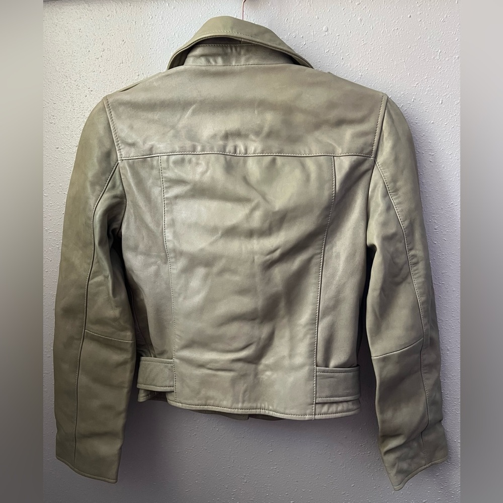 ALLSAINTS Balfern Leather Biker Jacket Size 2 In Green New - Picture 5 of 13